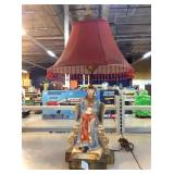 Vintage Asian Style Porcelain Table Lamp with