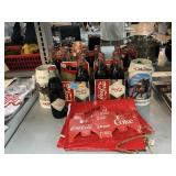 Oak tree mug steins and coca-cola bottles and