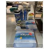 Cleaning supplies & ice packs, assorted