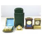 Vtg folding travel clock, miniature mantle clocks