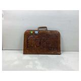 Vintage Embossed brown leather briefcase, 12x18,