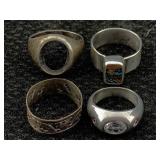 4 Sterling Silver Rings, Tw 22.4g, Sz 5.5, 9, 9.5c