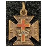 14k Gold Masonic Knights Templar Pendant, Tw 1.8g,