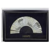 Antique Hand Painted Folding Fan in Shadow Box.
