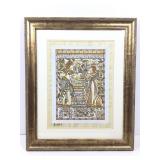 Signed Hand-Painted Egyptian Papyrus. King Tut