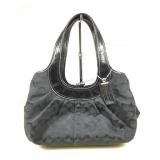 Coach Ergo Black Signature Kisslock Shoulder Bag.