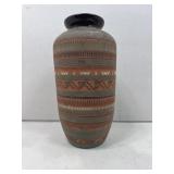Signed Navajo etched & painted clay vase, 12 in