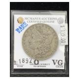 1892-o Signature Series Silver Morgan Dollar