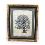 Signed Papyrus Tree Of Life Painting. 20x24