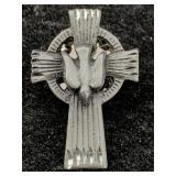 Sterling Silver Cross Pin, Tw 1.7g, Sz 1in Tall
