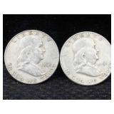 2-90% Silver Half Dollars
