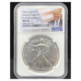 2021 Silver Eagle First Day Issue, Ngc Ms-70