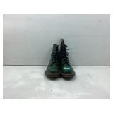 Dr Martens green leather lace up boots, sz 8