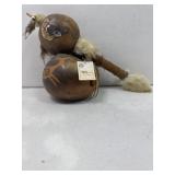 Native American signed etched bighorn sheep gourd