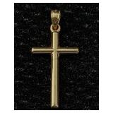 14k Gold Cross Pendant, Tw .7g, Sz 1in Tall