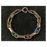 Sterling Silver Bracelet W/glass Beads, Tw 10.1g,