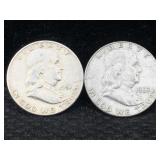 2-90% Silver Half Dollars