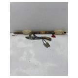 Native American Navajo peace pipe, wooden, fur &