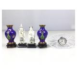 Miniature Waterford clock, resin Asian style