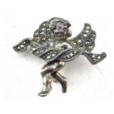 Sterling Silver Cherub Pin, Tw 9.2g, Sz 1ï¿½in