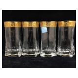 4 Vtg Venezia gold band tumblers