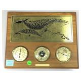 Vtg analog weather station w/engraved picture of
