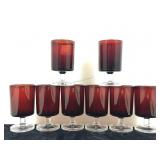 8 Luminarc Cavalier Ruby Red footed glasses