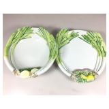 Glazed ceramic hand painted serving set, lg bowl
