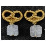 Vtg Isabel Canovas Clip On Pretzel Earrings,