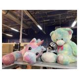 Large plush unicorn, bear and more