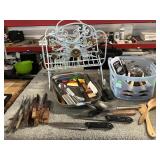 Kitchen utensils/knives & magazine rack