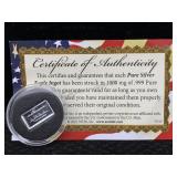 1000mg - .999 Fine Silver Bar