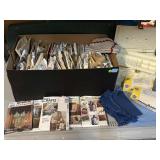 Sewing storage tote and box filled with sewing