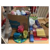 Kitchen utensils, assorted food containers and
