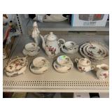 Floral and Gold Tipped Color China Set with 3