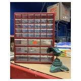 Tool organizer cabinet and clamp