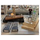 Desk display Dual pen holder, Vintage Bates card