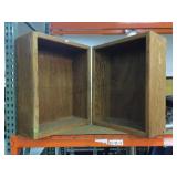 2 wood cabinets, No shelves, approx 24in long