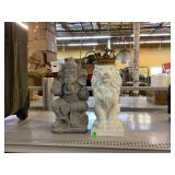 Composite Lion King and Elephant Statues. Approx