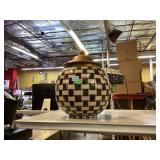 Checkered Black and Cream Decorative Canister.