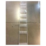 Metal hanging rack w/shelves, approx 78in tall