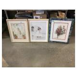 3 framed prints. Wall art.