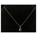 Sterling Silver Necklace W/pendant, Tw 2.1g,