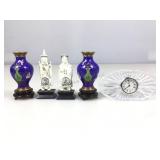 Miniature Waterford clock, resin Asian style