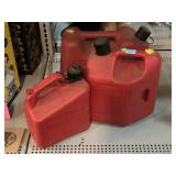 Red gas cans, plastic