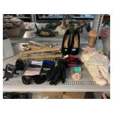 Phone holder, wood clothing hangers, plush doll