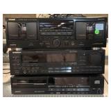 Assorted electronics. Teac double cassette deck,