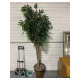 7ft Tall Silk Tree with Metal Pot and Rocks