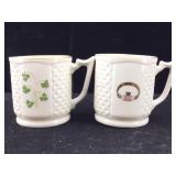 Vtg mugs, Donegal Parian w/green shamrock/gold