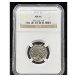 1937 Buffalo Nickel, Ngc Ms66